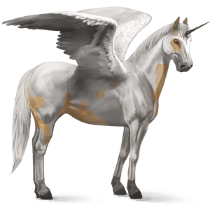 gevleugelde rijpaard-eenhoorn paint palomino tovero