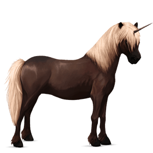 pony-eenhoorn zweetvos kastanje 