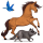 dwalend paard tekenfilm